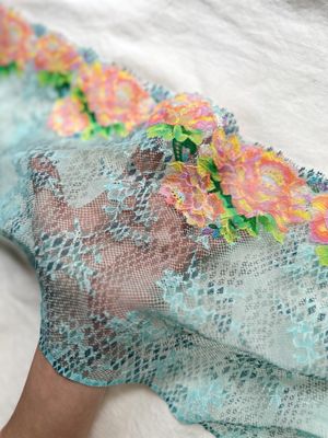 Turquoise Multicolor Stretch Lace
