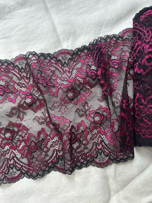 Black and Fuchsia Stretch Lace