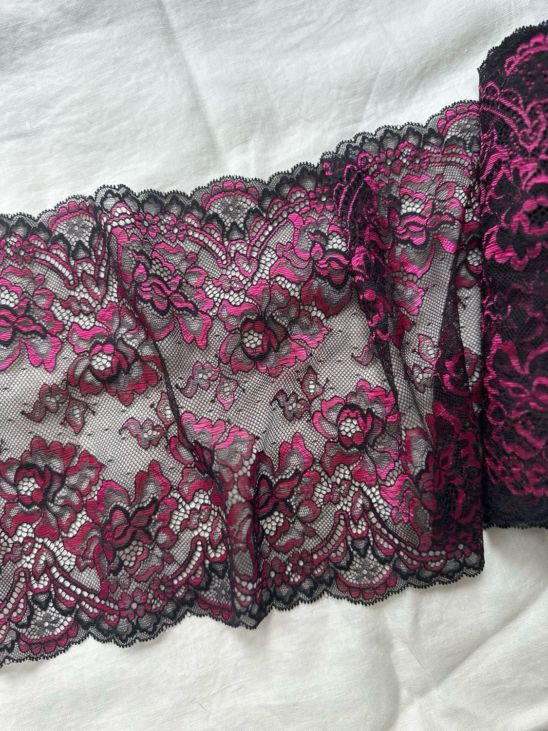 Black and Fuchsia Stretch Lace