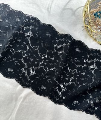 Black Corded Stretch Lace Trim