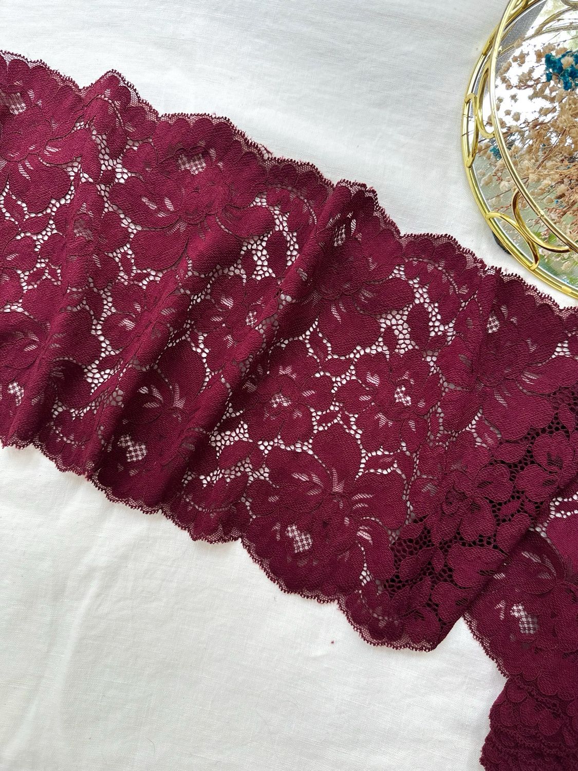Wine Corded Stretch Lace
