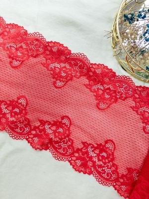Bright Red Stretch Lace — Soft and Elastic