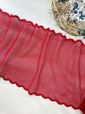 Dark Red Stretch Mesh Lace