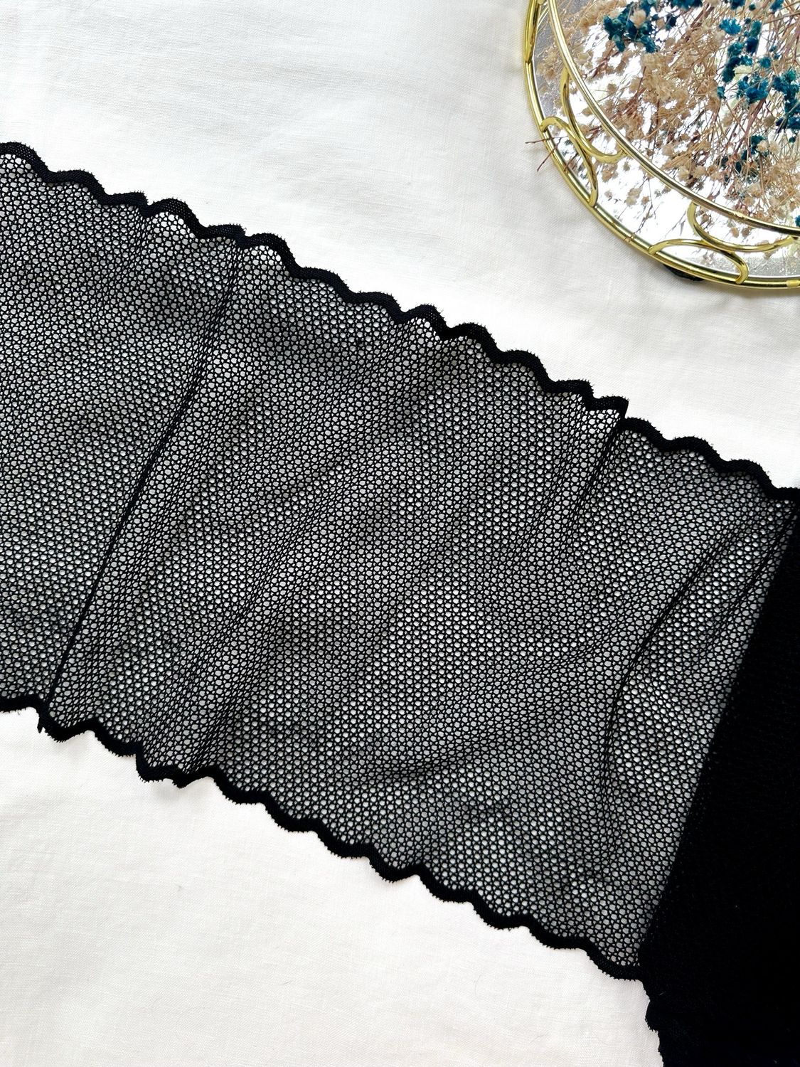 Black Stretch Mesh Lace