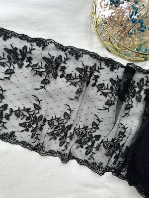 Black Embroidered Lace Trim