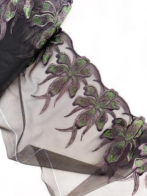 Chocolate Orchid Embroidered Lace Trim