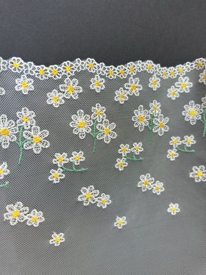 Ivory Embroidered Lace with Daisies