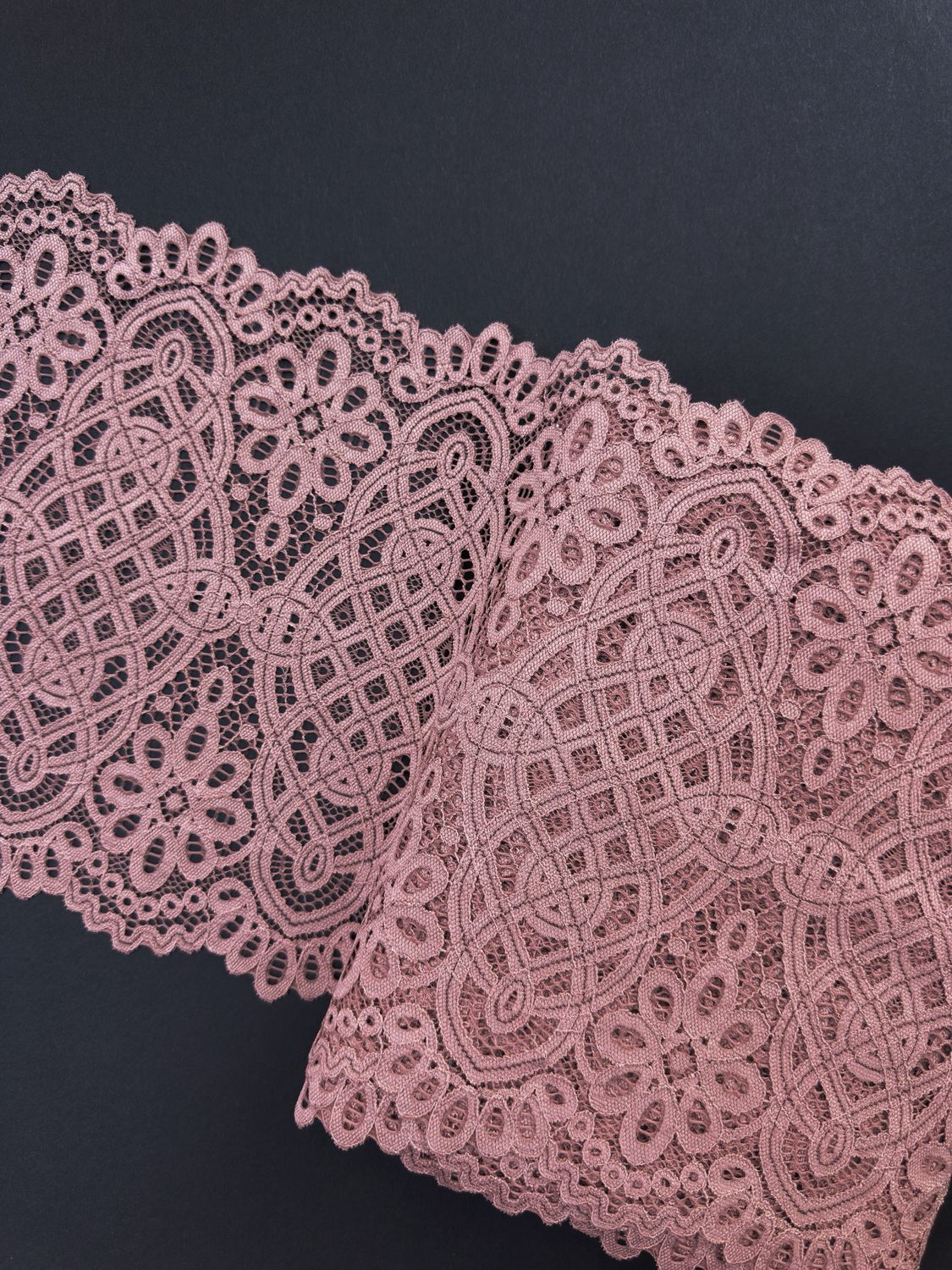 Coffee Rose Stretch Lace Trim