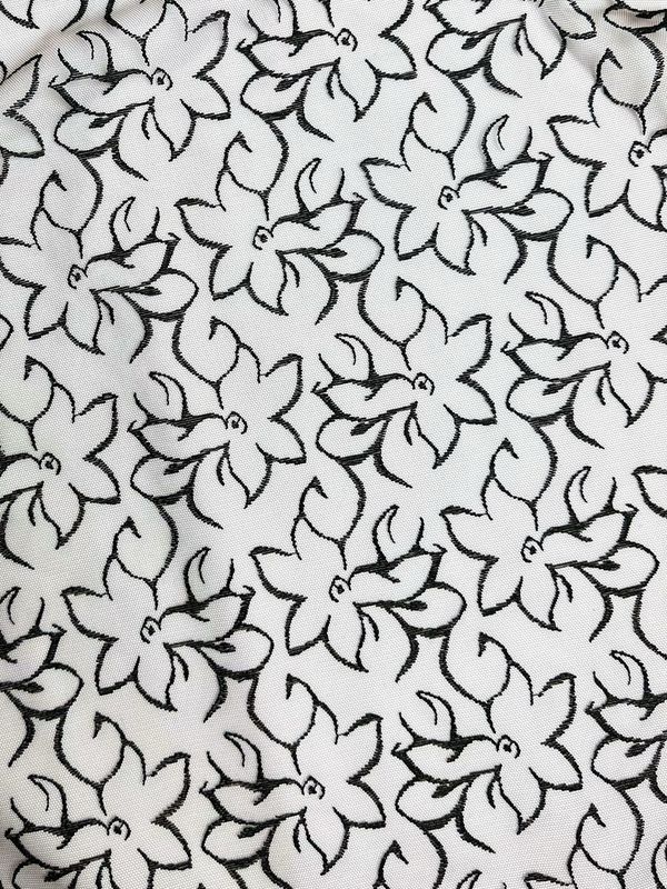 Taupe Tulle with Black Embroidery