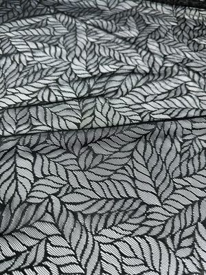 Black Leaf Pattern Stretch Tulle