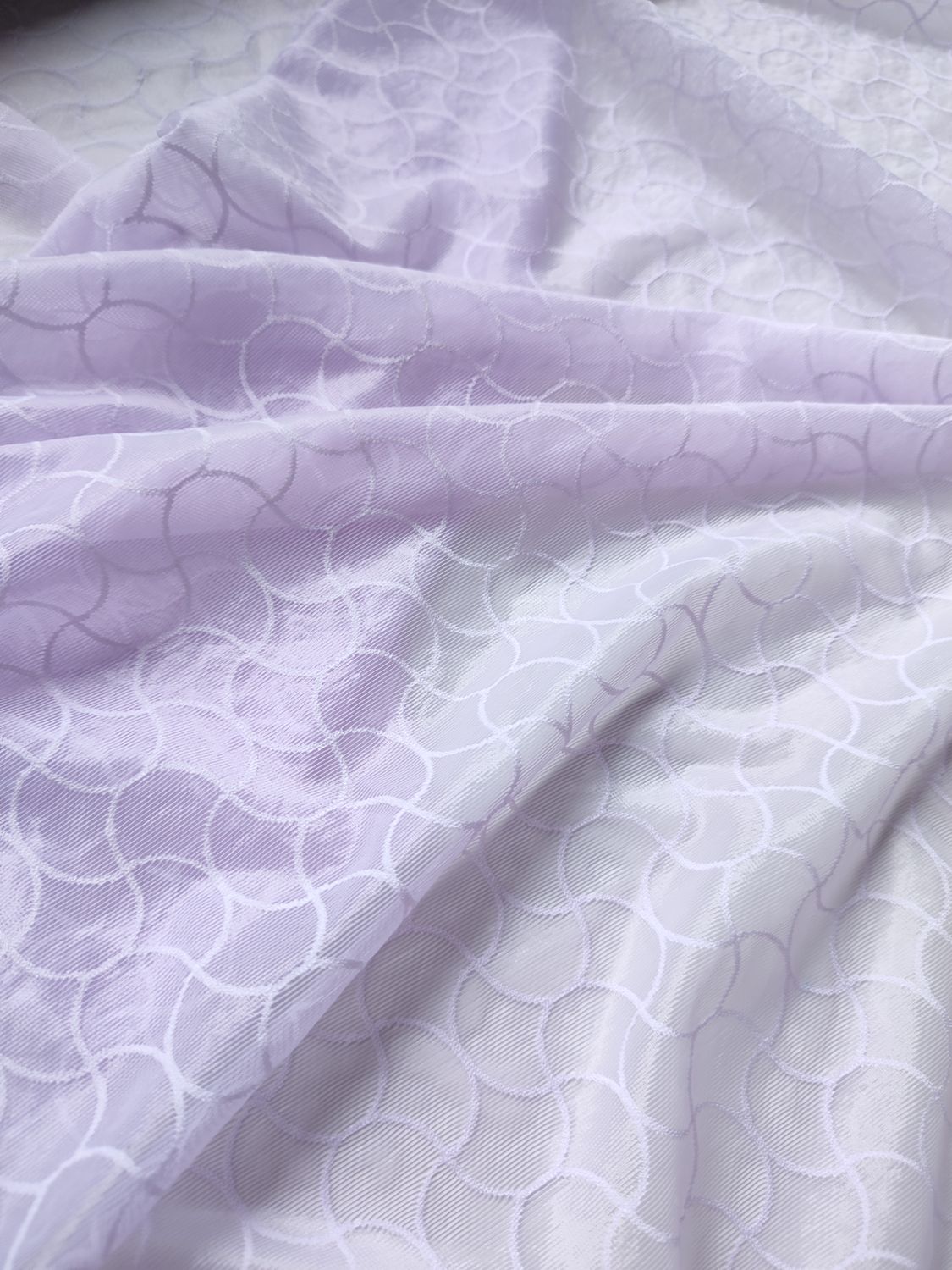 Lilac stretch mesh fabric with geometric pattern for lingerie sewing