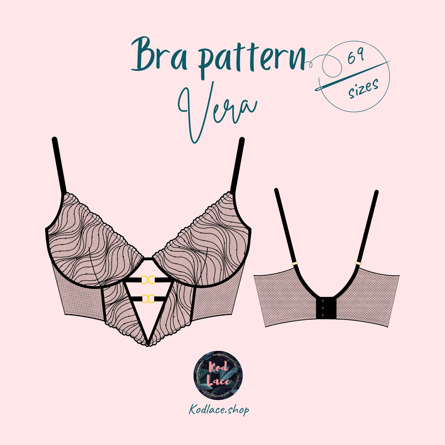 Vera plunge underwire bra sewing pattern with cutout detail