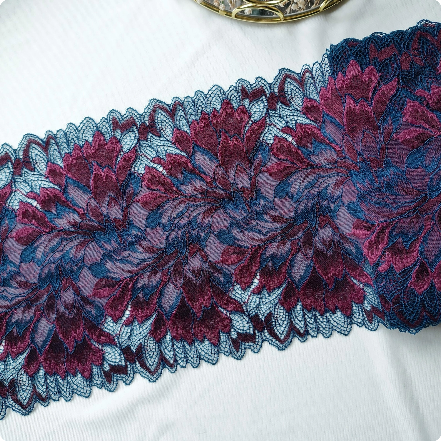 Teal and Fuchsia Stretch Lace