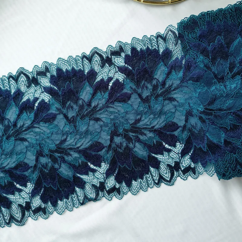 Dark Teal and Blue Multicolor Stretch Lace
