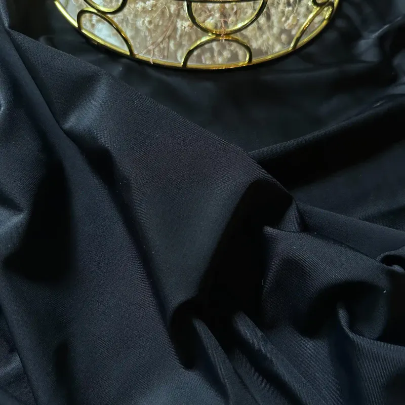 Black microfiber fabric for lingerie sewing, matte finish

