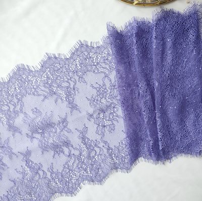 Lilac Chantilly Lace Trim with Eyelash Edges 