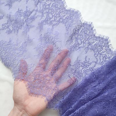 Lilac Chantilly Lace Trim with Eyelash Edges 