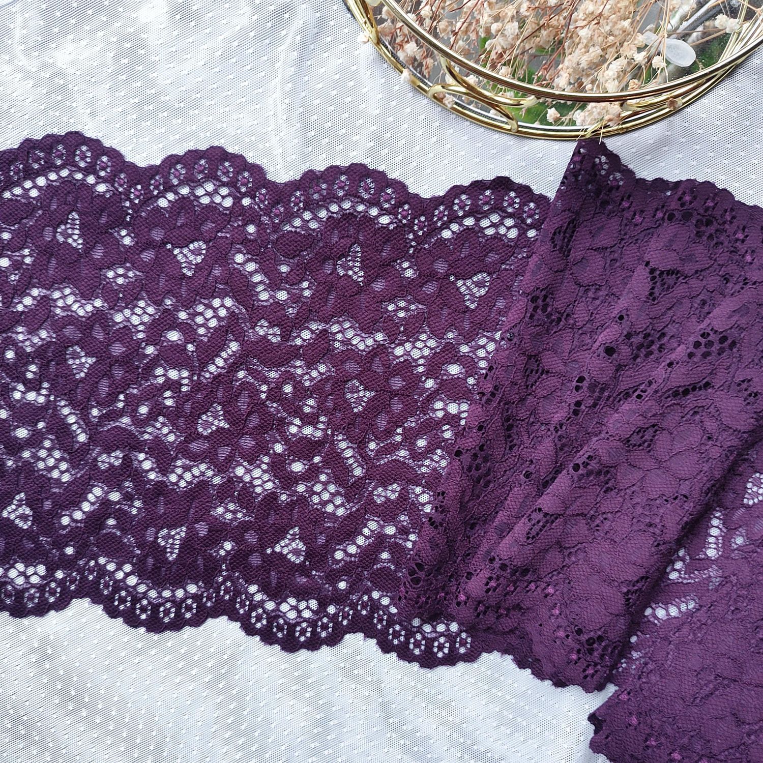 Deep Purple Corded Stretch Lace