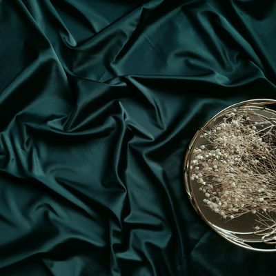 Dark green stretch satin fabric, 120cm (47.2") wide