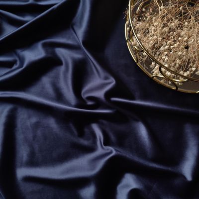 Midnight blue stretch satin fabric, 125cm (49.2") wide