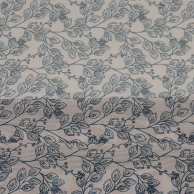 Beiges Stretch-Netz mit schwarzem Blattmuster, 150cm (59.1") breit