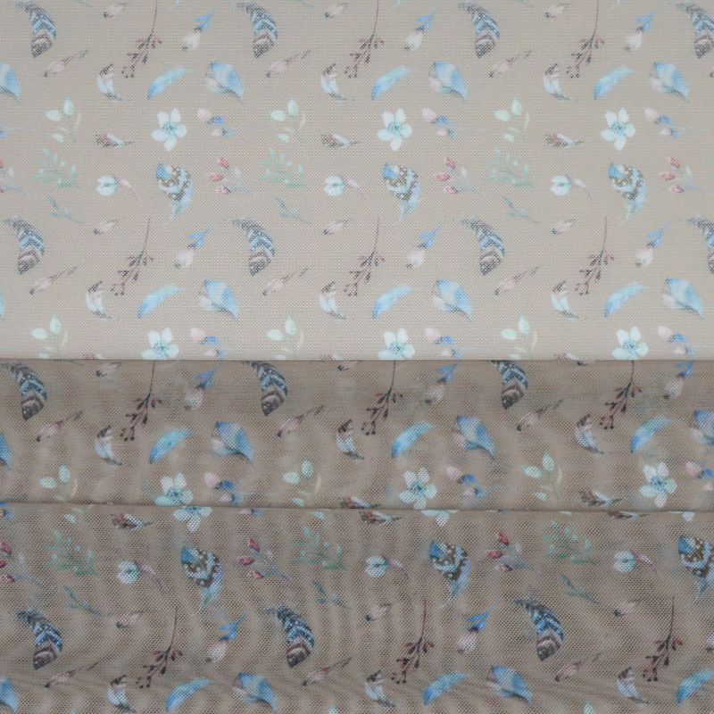 Rete Elastica Beige Piume e Fiori