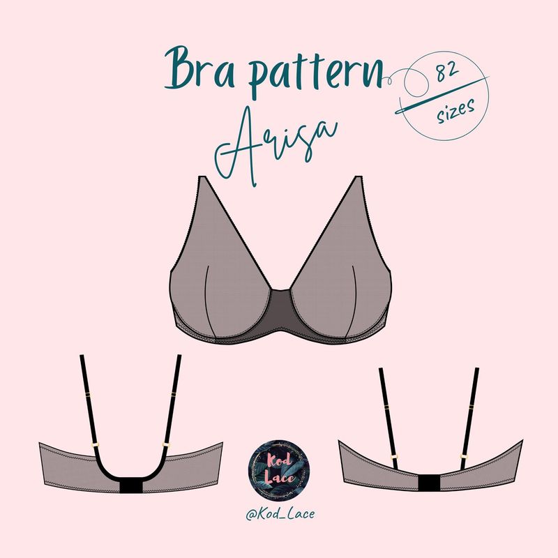 Arisa high apex bra sewing pattern with dart