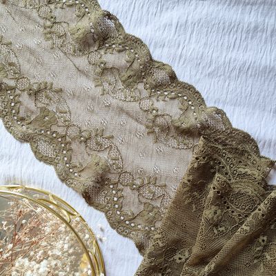 Olive Green Stretch Lace Trim