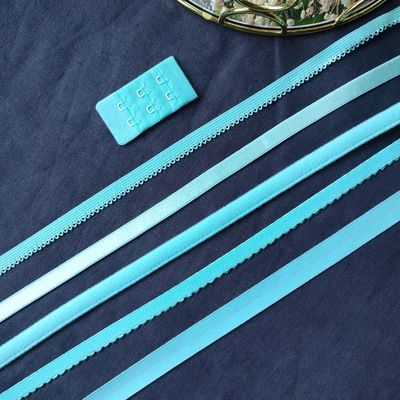 Turquoise lingerie elastics – picot, FOE, channeling, bra straps, panties elastic

