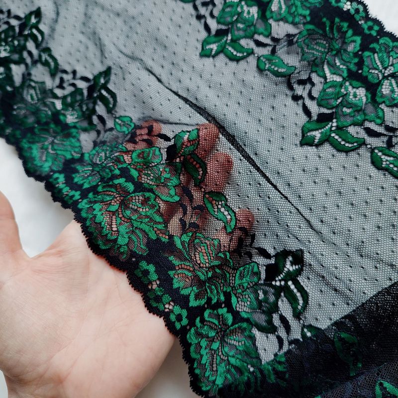 Black Stretch Ornamental Lace Trim