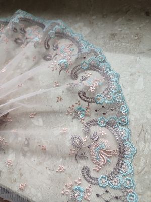 Blush and Mint Embroidered Lace Trim