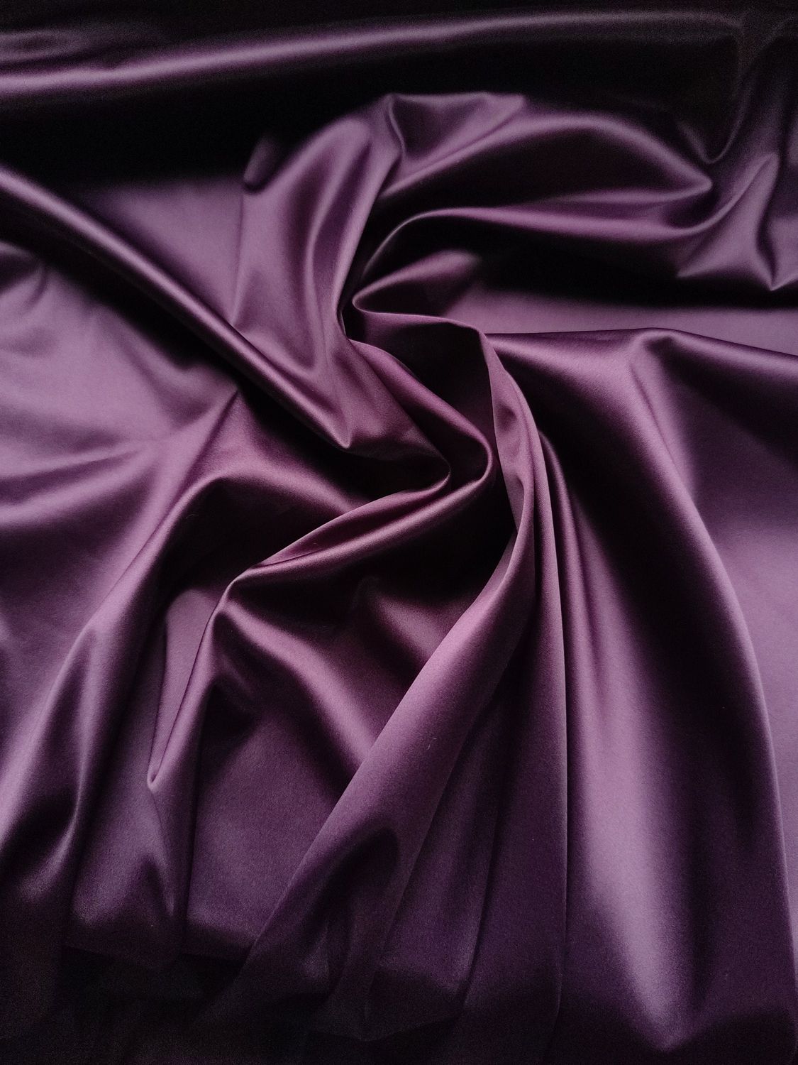 Dark plum stretch satin fabric, 150cm (59.1") wide
