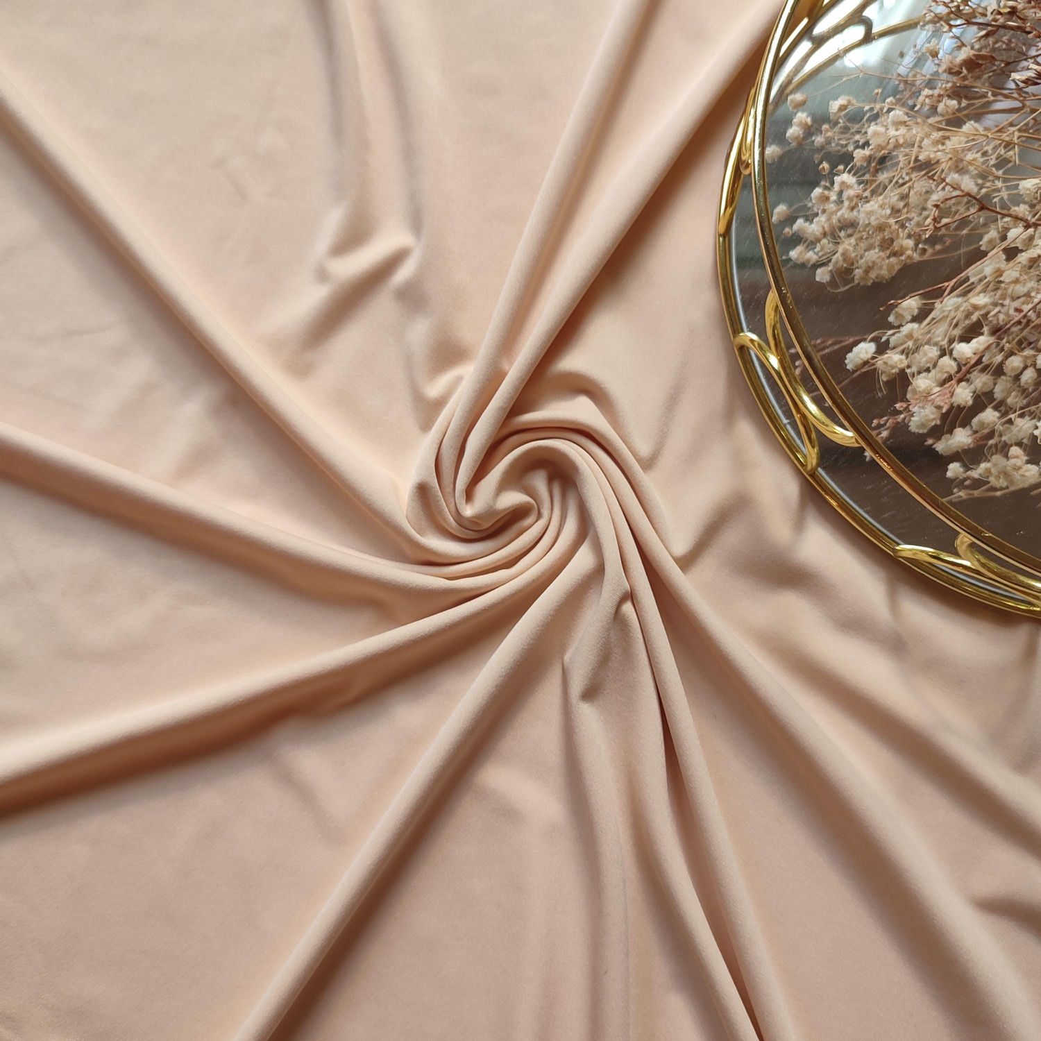 Matte beige stretch microfiber – soft and breathable fabric

