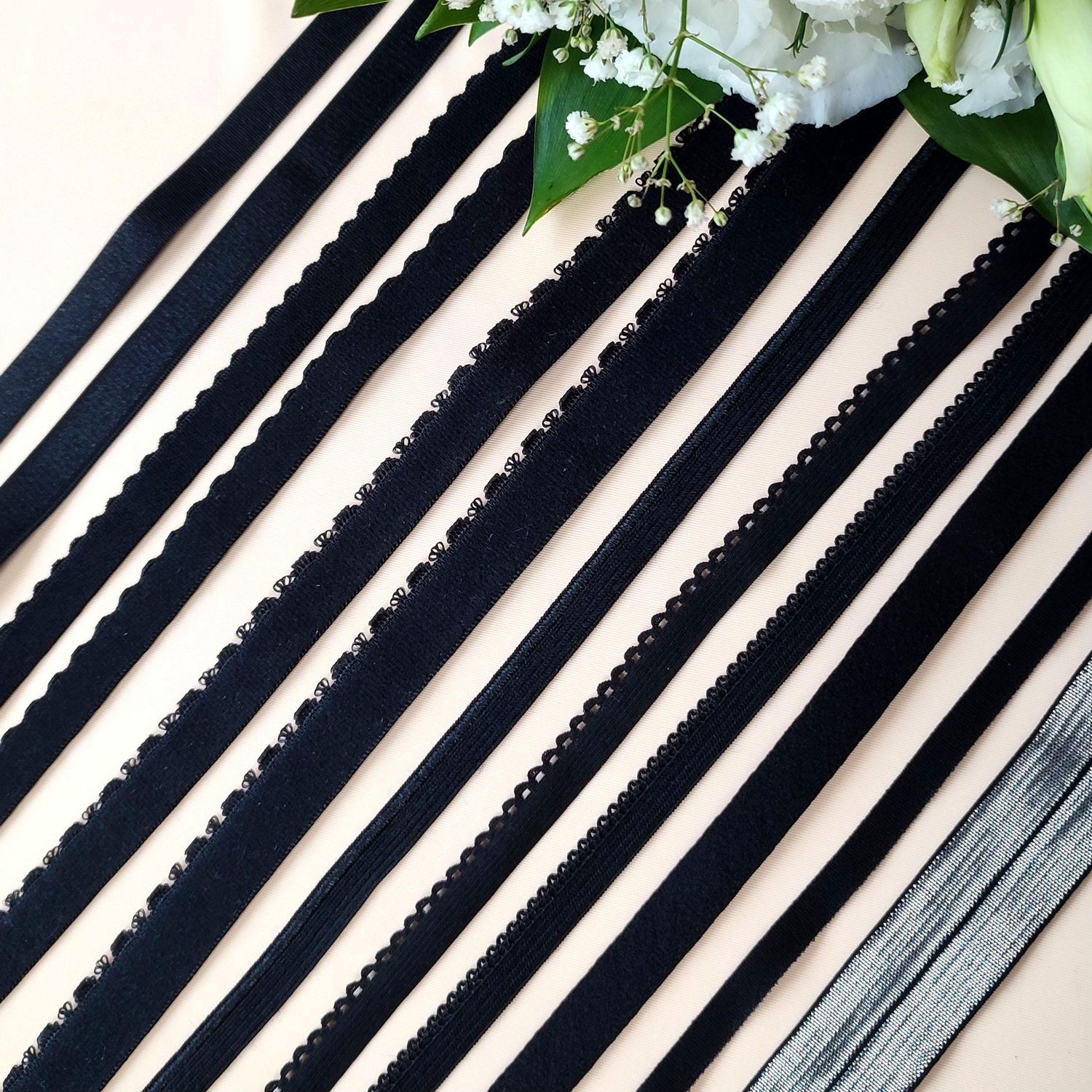 Black lingerie elastics