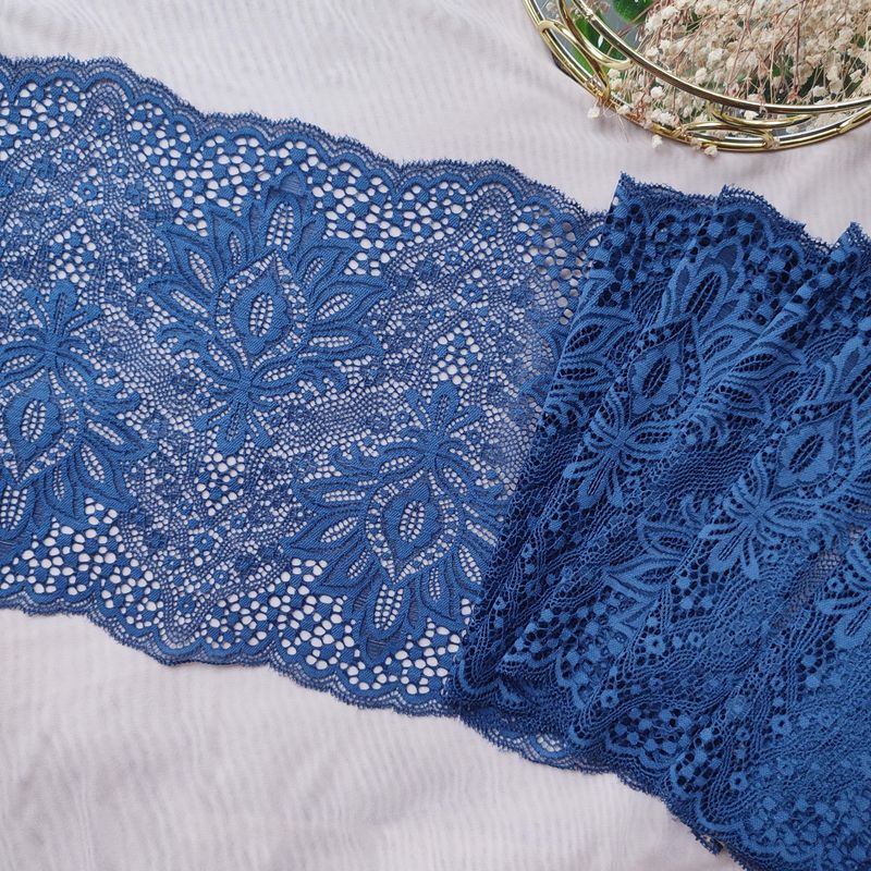 Floral Royal Blue Stretch Lace
