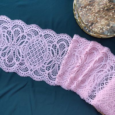 Encaje elástico con cordón | Rosa y lila