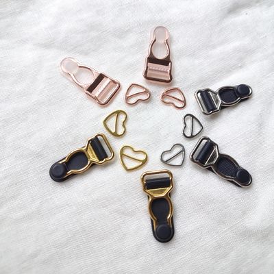 Metal suspender and garter clips in pink gold, silver, gold, and black – 10mm and 12mm – 2 pieces

