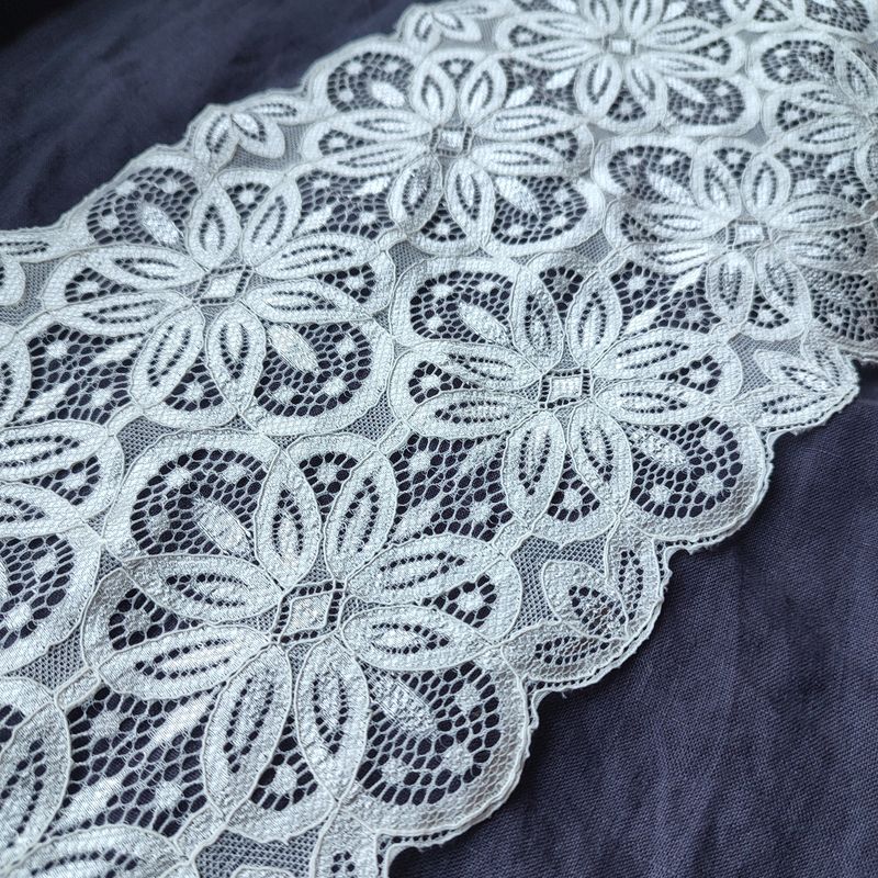 White Floral Stretch Lace Trim