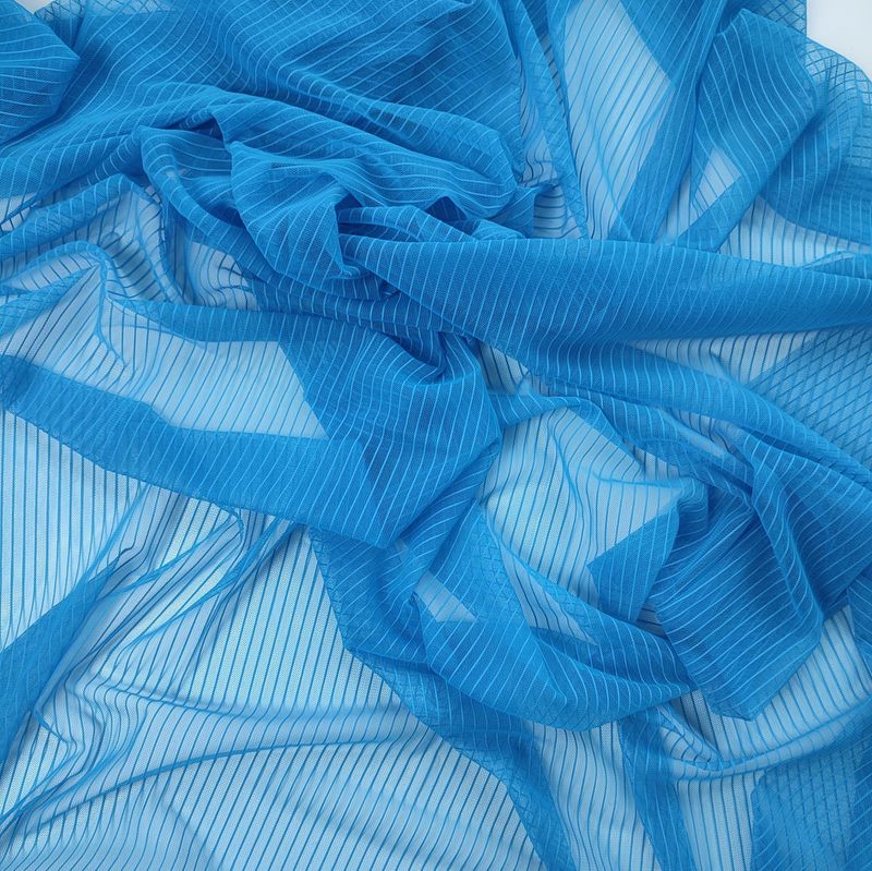 Tessuto Rete Elastica a Righe Acqua
