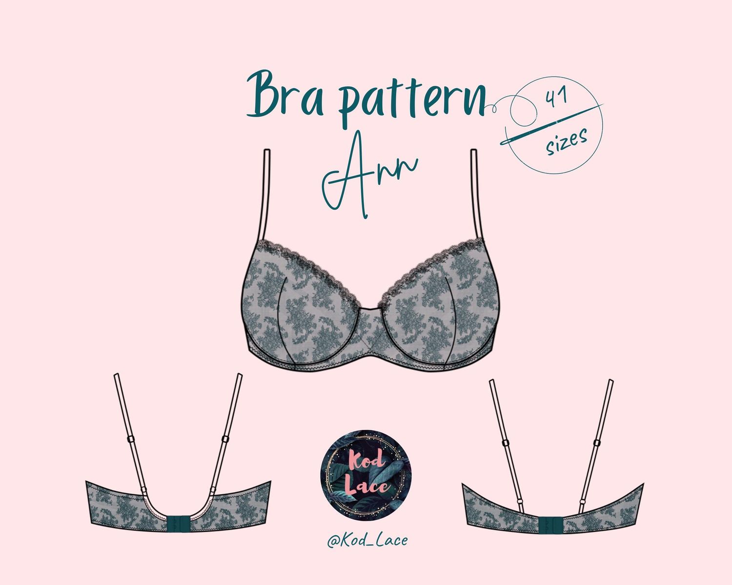 Ann Underwire Bra Pattern, 41 Sizes, Vertical Seam