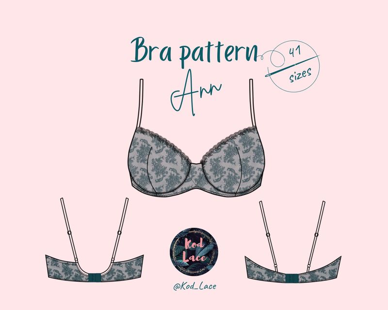 Ann Underwire Bra Pattern, 41 Sizes, Vertical Seam