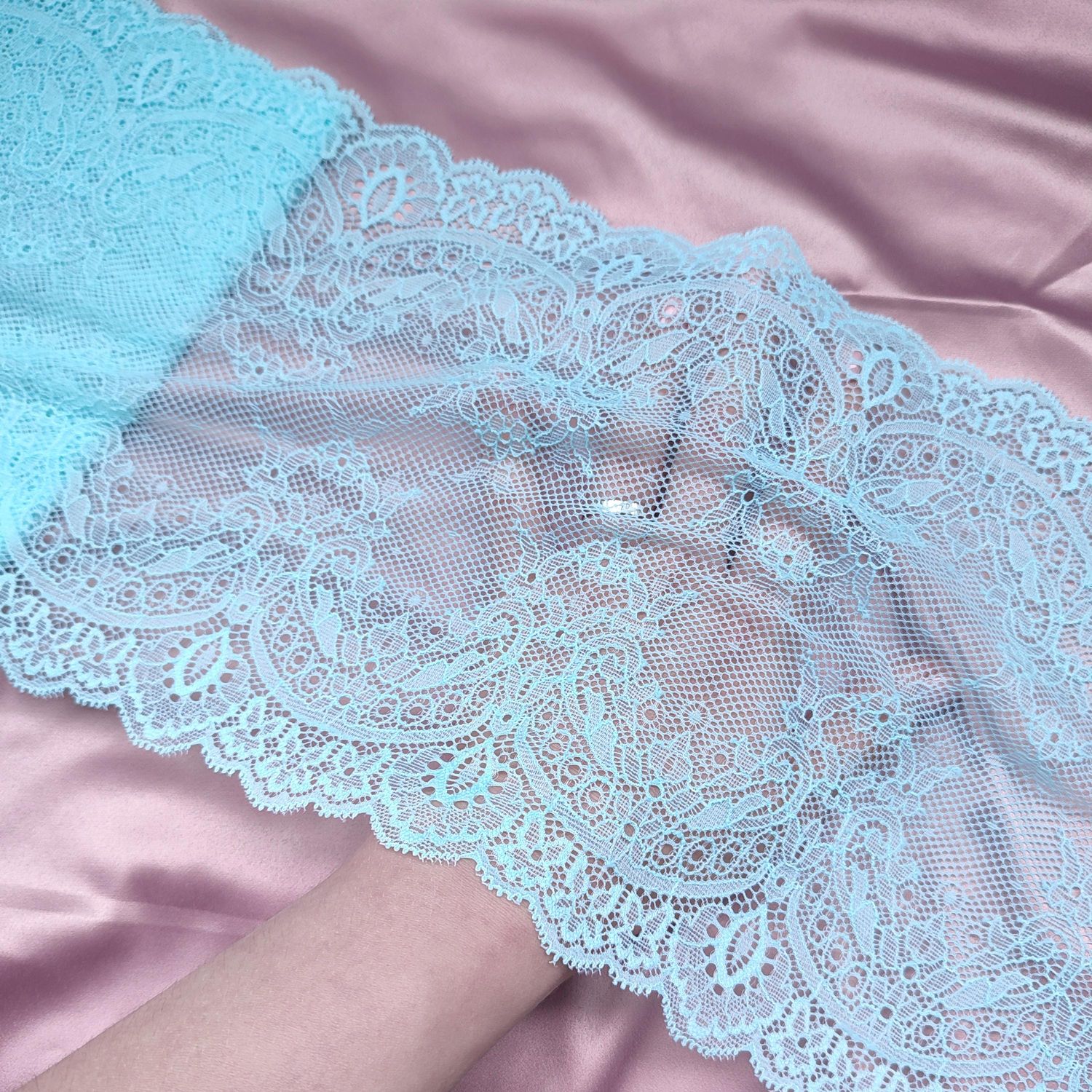 Light Blue Stretch Lace Trim 