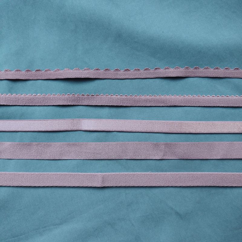 Coffee-colored lingerie elastics – picot, FOE, straps and channeling for bra making