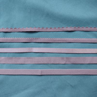 Coffee-colored lingerie elastics – picot, FOE, straps and channeling for bra making