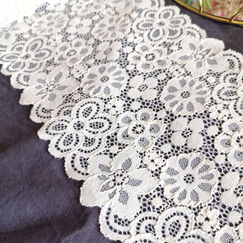 Ecru Floral Stretch Lace Trim