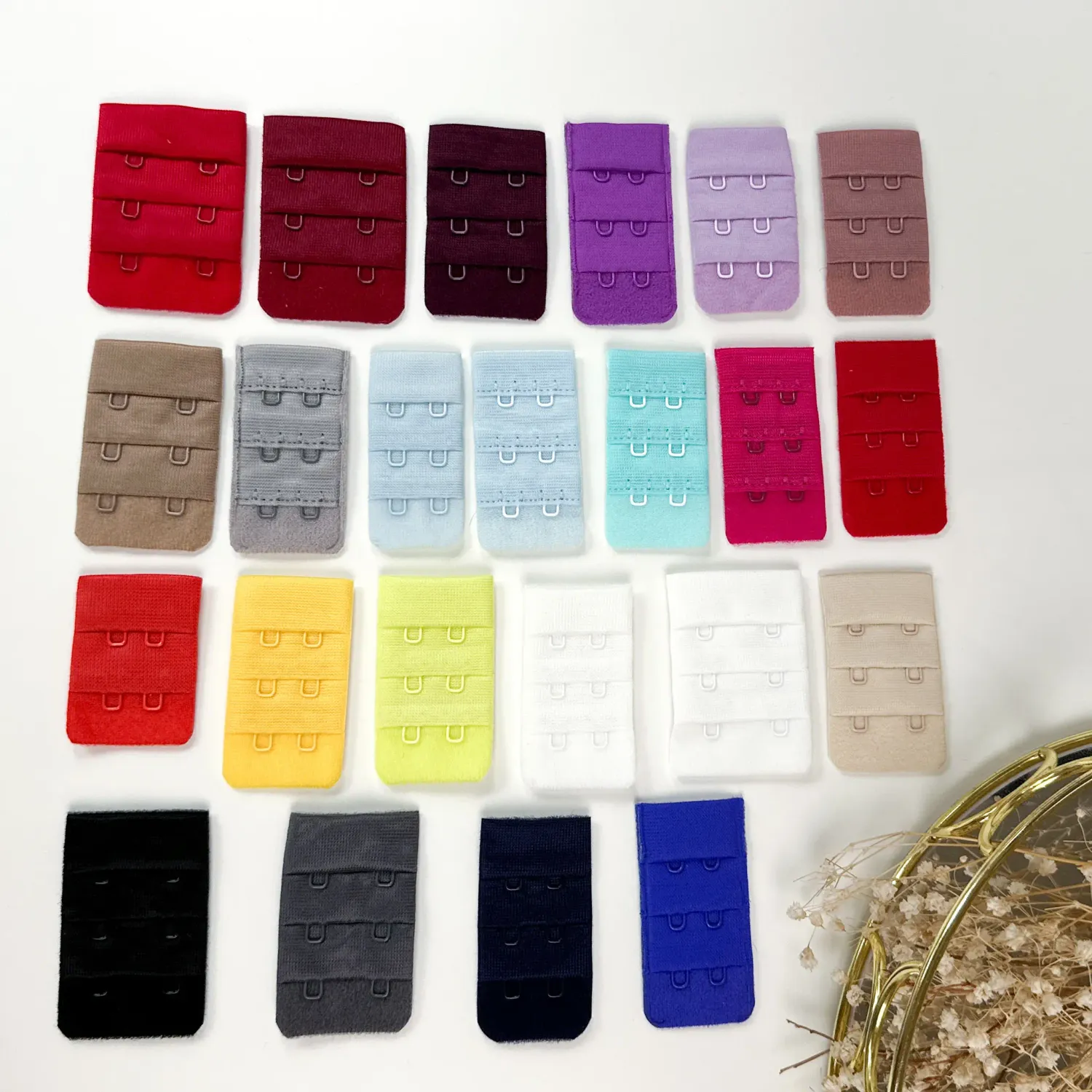 Colorful 2-row bra hook and eye closures for lingerie sewing

