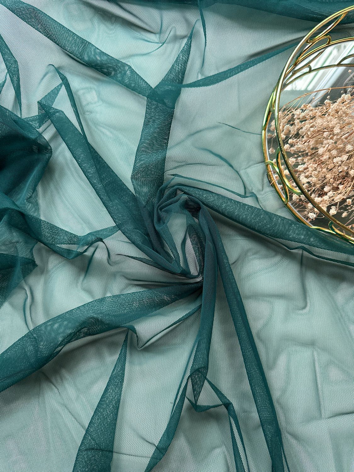 Dark teal stretch mesh tulle, 150cm (59.1") wide