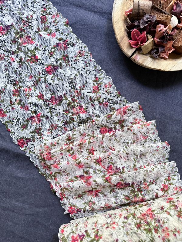 Champagne multicolour stretch lace

