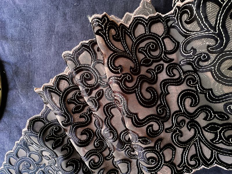 Black Embroidered Appliqué Lace