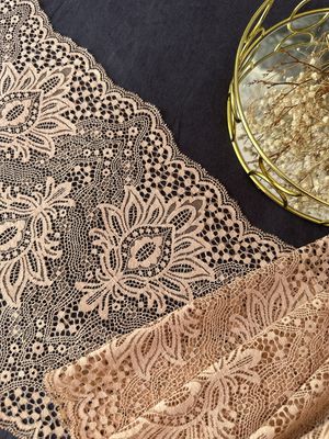 Beige Stretch Lace with Ornamental Pattern